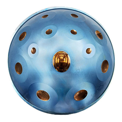 Handpan 13 note bleu - Re mineur, frequence 432hz, frequence 440hz, hang drum