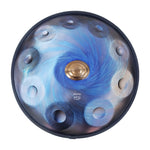 Handpan 10 note bleu - Re mineur, frequence 432hz, frequence 440hz, hang drum